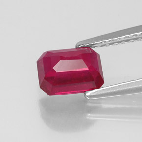 1.52캐럿 천연 핑크 레드 루비, 에메랄드 컷, 6.8×5.1 mm, VS-SI
