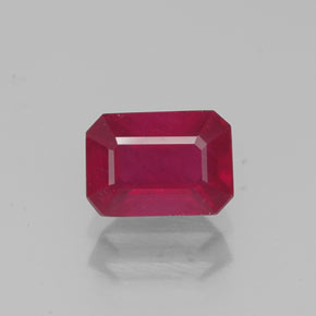 1.47캐럿 천연 핑크 레드 루비, 에메랄드 컷, 7×5 mm, VS-SI