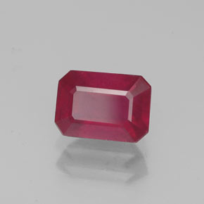 1.47캐럿 천연 핑크 레드 루비, 에메랄드 컷, 7×5 mm, VS-SI