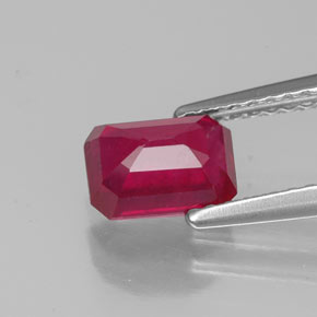 1.47캐럿 천연 핑크 레드 루비, 에메랄드 컷, 7×5 mm, VS-SI