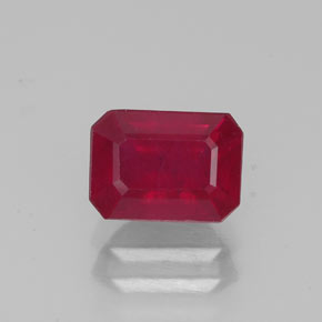 1.69캐럿 천연 핑크 레드 루비, 에메랄드 컷, 7.2×5.2 mm, VS-SI