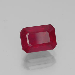 1.69캐럿 천연 핑크 레드 루비, 에메랄드 컷, 7.2×5.2 mm, VS-SI