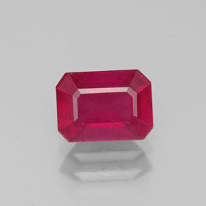1.50캐럿 천연 핑크 레드 루비, 에메랄드 컷, 7×5.2 mm, VS-SI