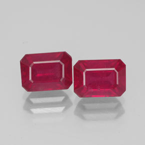 캐럿 천연 핑크 레드 루비 보석, 에메랄드 컷, 7.1×5.2 mm, VS-SI