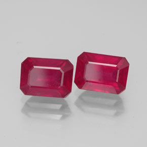 캐럿 천연 핑크 레드 루비 보석, 에메랄드 컷, 7.1×5.2 mm, VS-SI