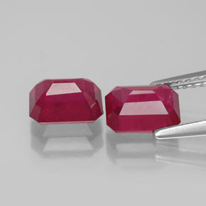 캐럿 천연 핑크 레드 루비 보석, 에메랄드 컷, 7.1×5.2 mm, VS-SI
