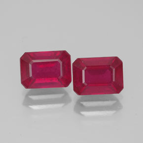 캐럿 천연 핑크 레드 루비 보석, 에메랄드 컷, 7.1×5.2 mm, VS-SI
