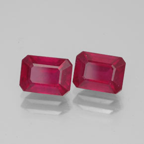 캐럿 천연 핑크 레드 루비 보석, 에메랄드 컷, 7.1×5.2 mm, VS-SI
