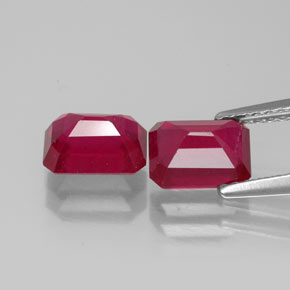 캐럿 천연 핑크 레드 루비 보석, 에메랄드 컷, 7.1×5.2 mm, VS-SI