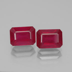 캐럿 천연 핑크 레드 루비 보석, 에메랄드 컷, 7.1×5.2 mm, VS-SI