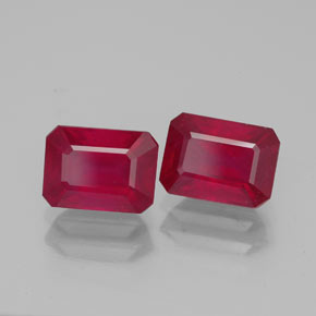 캐럿 천연 핑크 레드 루비 보석, 에메랄드 컷, 7.1×5.2 mm, VS-SI