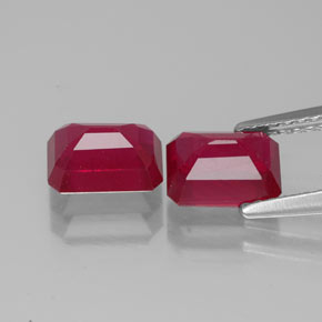 캐럿 천연 핑크 레드 루비 보석, 에메랄드 컷, 7.1×5.2 mm, VS-SI