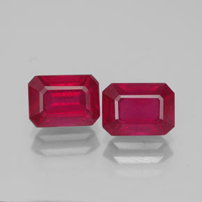캐럿 천연 핑크 레드 루비 보석, 에메랄드 컷, 7.2×5.2 mm, VS-SI