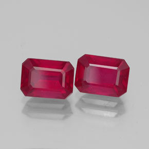 캐럿 천연 핑크 레드 루비 보석, 에메랄드 컷, 7.2×5.2 mm, VS-SI