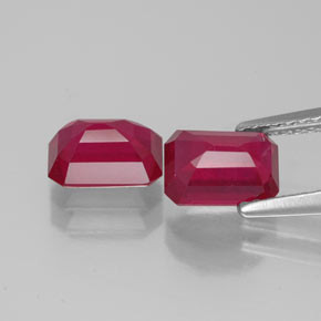 캐럿 천연 핑크 레드 루비 보석, 에메랄드 컷, 7.2×5.2 mm, VS-SI