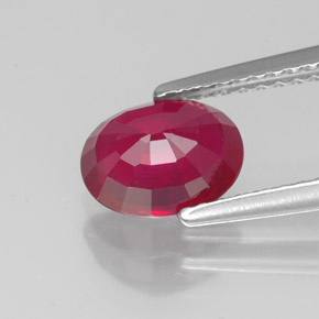 1.64캐럿 천연 핑크 레드 루비, 타원형 컷, 7.8×5.8 mm, SI