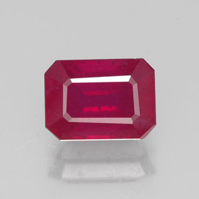 1.46캐럿 천연 핑크 레드 루비, 에메랄드 컷, 7.1×5.2 mm, VS-SI