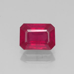 1.29캐럿 천연 핑크 레드 루비, 에메랄드 컷, 6.8×5 mm, VS-SI