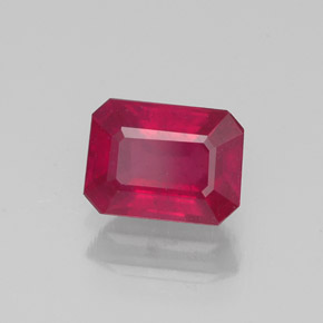 1.29캐럿 천연 핑크 레드 루비, 에메랄드 컷, 6.8×5 mm, VS-SI