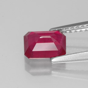 1.29캐럿 천연 핑크 레드 루비, 에메랄드 컷, 6.8×5 mm, VS-SI