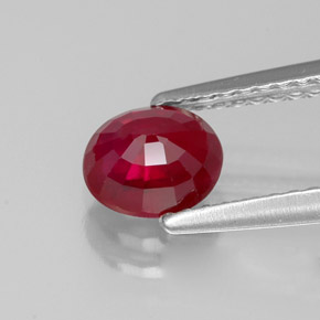 1.07캐럿 천연 핑크 레드 루비, 타원형 컷, 6.2×5.2 mm, SI