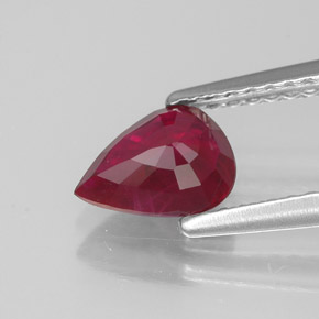 1.07캐럿 천연 핑크 레드 루비, 배 모양, 7.3×5.5 mm, VS-SI