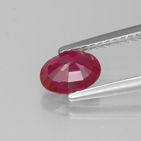 0.89캐럿 천연 핑크 레드 루비, 타원형 컷, 6.7×4.9 mm, VS-SI