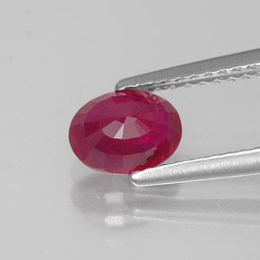 1.12캐럿 천연 핑크 레드 루비, 타원형 컷, 6.7×5.2 mm, VS-SI
