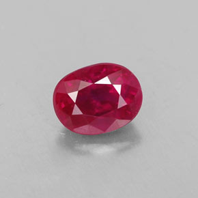 0.97캐럿 천연 바이올렛 레드 루비, 타원형 컷, 6.2×4.8 mm, VS-SI