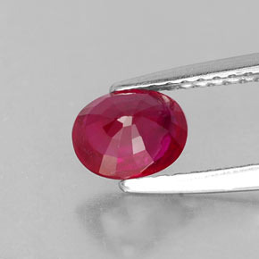 0.97캐럿 천연 바이올렛 레드 루비, 타원형 컷, 6.2×4.8 mm, VS-SI
