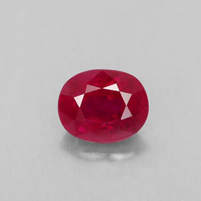 1.03캐럿 천연 바이올렛 레드 루비, 타원형 컷, 6.3×5.1 mm, VS-SI