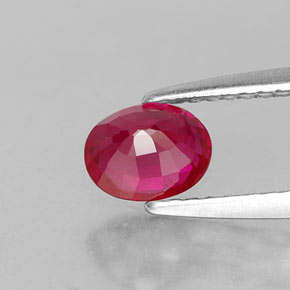 0.86캐럿 천연 바이올렛 레드 루비, 타원형 컷, 6×4.6 mm, VS-SI