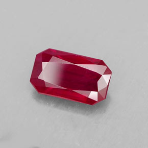 1.08캐럿 천연 핑크 레드 루비, 에메랄드 컷, 7.7×4.5 mm, VS-SI