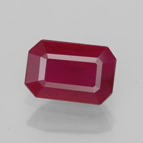 1.49캐럿 천연 핑크 레드 루비, 에메랄드 컷, 7.8×5.3 mm, SI