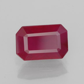 1.49캐럿 천연 핑크 레드 루비, 에메랄드 컷, 7.8×5.3 mm, SI