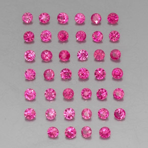 캐럿 천연 핑크 레드 루비 보석, 라운드 컷, 1.67 mm, VVS-VS