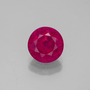 1.75캐럿 천연 바이올렛 레드 루비, 라운드 컷, 7.01 mm, VS-SI