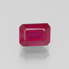 1.50캐럿 천연 핑크 레드 루비, 에메랄드 컷, 6.9×5 mm, VS-SI