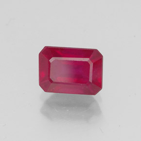 1.50캐럿 천연 핑크 레드 루비, 에메랄드 컷, 6.9×5 mm, VS-SI