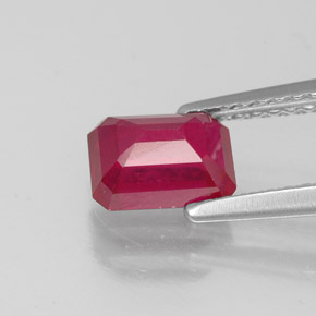 1.50캐럿 천연 핑크 레드 루비, 에메랄드 컷, 6.9×5 mm, VS-SI