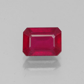 1.42캐럿 천연 핑크 레드 루비, 에메랄드 컷, 7.1×5.2 mm, VS-SI