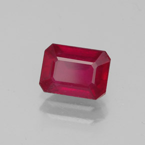 1.42캐럿 천연 핑크 레드 루비, 에메랄드 컷, 7.1×5.2 mm, VS-SI