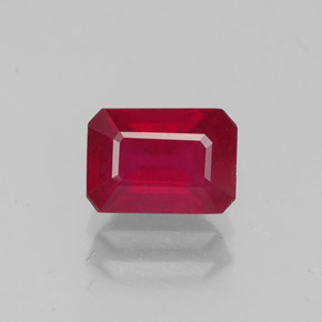 1.52캐럿 천연 핑크 레드 루비, 에메랄드 컷, 7.1×5 mm, VS-SI
