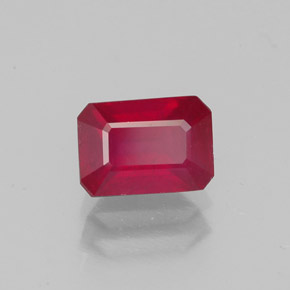 1.52캐럿 천연 핑크 레드 루비, 에메랄드 컷, 7.1×5 mm, VS-SI