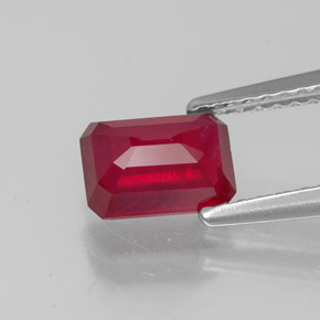 1.52캐럿 천연 핑크 레드 루비, 에메랄드 컷, 7.1×5 mm, VS-SI