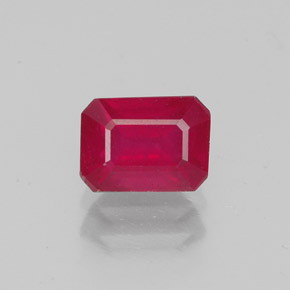 1.42캐럿 천연 핑크 레드 루비, 에메랄드 컷, 6.8×5 mm, VS-SI
