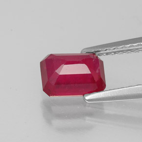 1.42캐럿 천연 핑크 레드 루비, 에메랄드 컷, 6.8×5 mm, VS-SI
