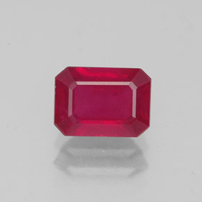 1.59캐럿 천연 핑크 레드 루비, 에메랄드 컷, 7.2×5.2 mm, VS-SI