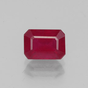 1.56캐럿 천연 핑크 레드 루비, 에메랄드 컷, 7.1×5.1 mm, VS-SI