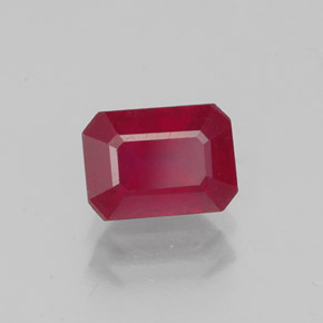 1.56캐럿 천연 핑크 레드 루비, 에메랄드 컷, 7.1×5.1 mm, VS-SI
